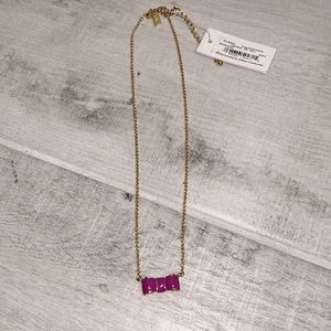 Kate Spade Purple Bowtie Gold Tone Necklace NWT